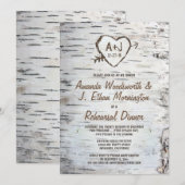 Birch Tree Bark repetitie diner uitnodigingen (Voorkant / Achterkant)