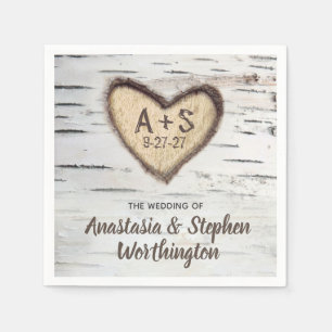 Birch Tree Bark Rustic Country Wedding Napkins Servet