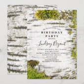 Birch Tree Bark Rustic Woodland Verjaardag Kaart (Voorkant / Achterkant)