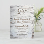 Birch Tree Bark Verlovingsfeest Uitnodigingen (Staand voorkant)