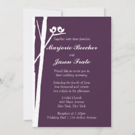 Birch Tree Birds bruiloft uitnodiging - Violet Plu