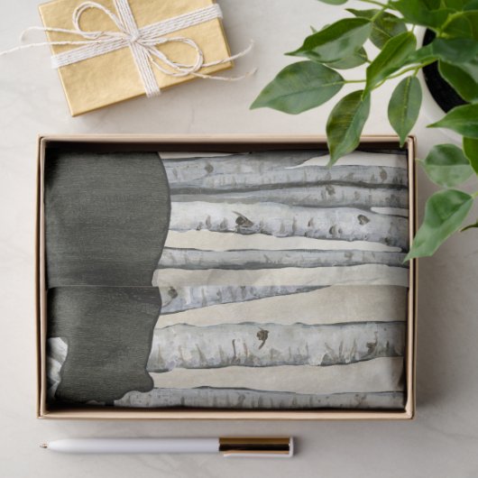 Birch Tree Black Bear Rustic Decoupage Tissuepapier (Geschenk)