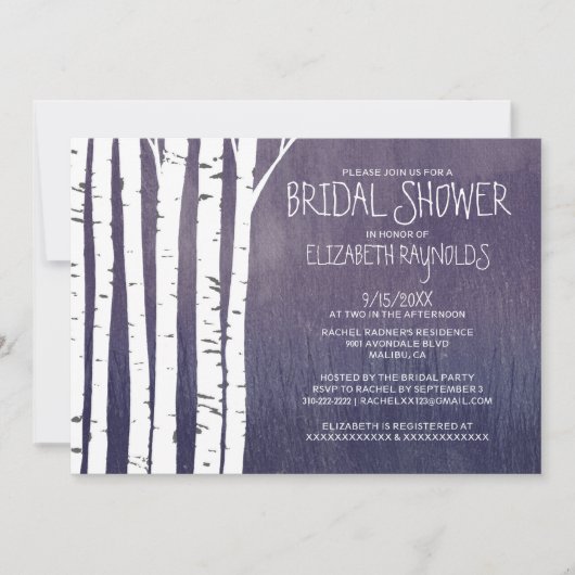 Birch Tree Bridal Shower-uitvindingen Kaart (Voorkant)
