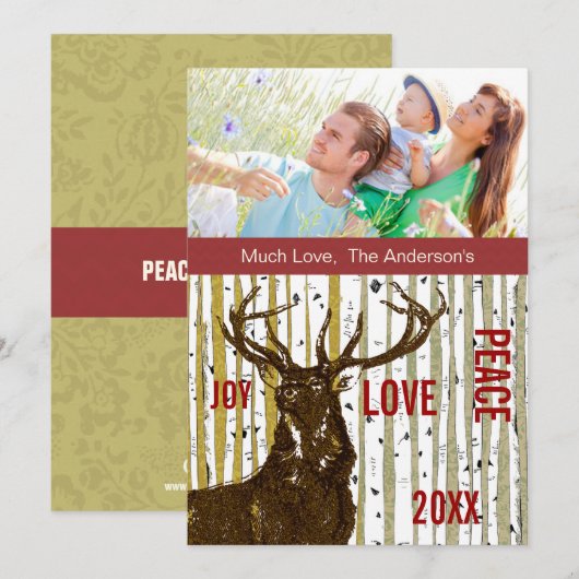 Birch Tree Deer Family-fotokaart (Voorkant / Achterkant)