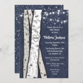 Birch Tree Evening Twinkle Lights Baby shower Kaart (Voorkant / Achterkant)