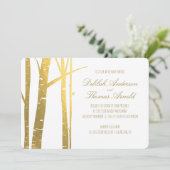 Birch Tree Faux Gold Foil Weddenschap Kaart (Staand voorkant)