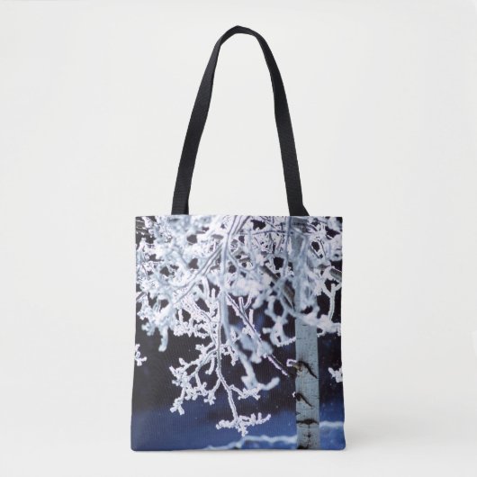 Birch tree frosty vertakt snowflake purse tote bag (Voorkant)