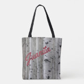Birch tree frosty vertakt snowflake purse tote bag (Achterkant)