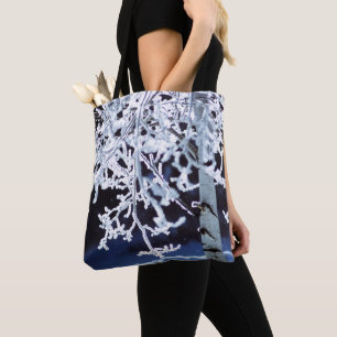 Birch tree frosty vertakt snowflake purse tote bag