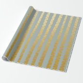 Birch-Tree Gouden Grijze Blauwe Vip Stripes Cadeaupapier (Uitgerold)