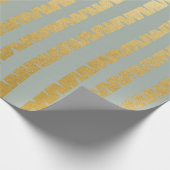 Birch-Tree Gouden Grijze Blauwe Vip Stripes Cadeaupapier (Hoek)
