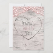 Birch Tree Heart & Roze Lichten gezoet 16 Uitnodig Kaart (Voorkant)