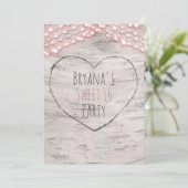 Birch Tree Heart & Roze Lichten gezoet 16 Uitnodig Kaart (Staand voorkant)