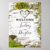 Birch Tree Heart Rustic Fall Weddenschap Welkom Poster (Voorkant)