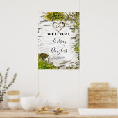 Birch Tree Heart Rustic Fall Weddenschap Welkom Poster (Keuken)