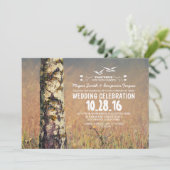 Birch Tree & Heart rustieke bruiloft uitnodigingen (Staand voorkant)