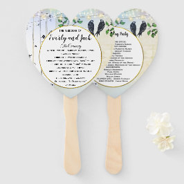Birch Tree Love Bird Forest Boho Wedding Programme Handwaaier