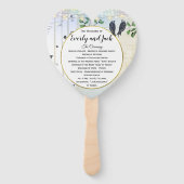 Birch Tree Love Bird Forest Boho Wedding Programme Handwaaier (Voorkant)
