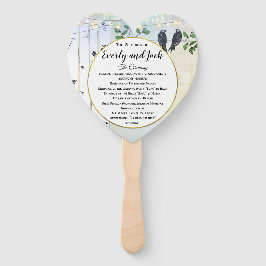 Birch Tree Love Bird Forest Boho Wedding Programme Handwaaier