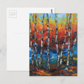 Birch Tree Palette Knife Schilderen Briefkaart (Voorkant / Achterkant)