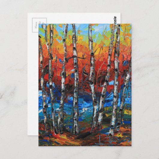 Birch Tree Palette Knife Schilderen Briefkaart (Voorkant / Achterkant)