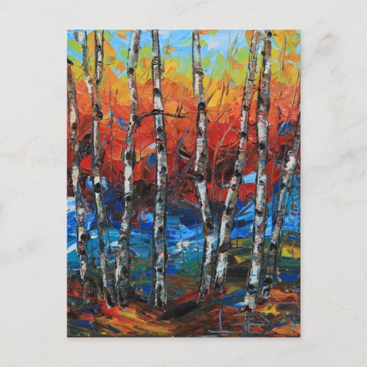 Birch Tree Palette Knife Schilderen Briefkaart (Voorkant)