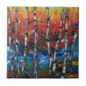 Birch Tree Palette Knife Schilderen Tegeltje (Voorkant)