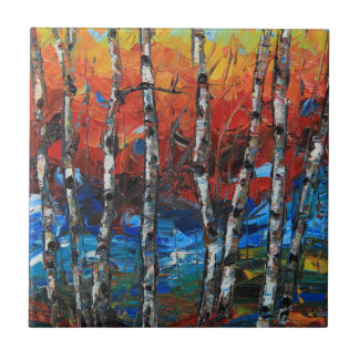Birch Tree Palette Knife Schilderen Tegeltje