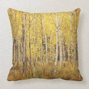 Birch Tree Pillow - geel, bruin goud, wit Kussen