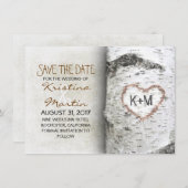 Birch Tree Rustic Bewaar de datumkaarten Save The Date (Voorkant / Achterkant)