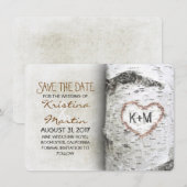 Birch Tree Rustic Bewaar de datumkaarten Save The Date (Voorkant / Achterkant)