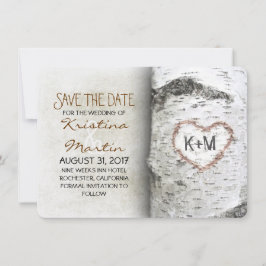 Birch Tree Rustic Bewaar de datumkaarten Save The Date