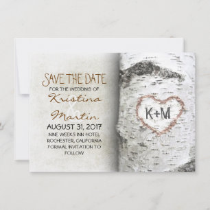 Birch Tree Rustic Bewaar de datumkaarten Save The Date