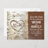 Birch Tree Rustic Save the Date briefkaarten (Voorkant / Achterkant)