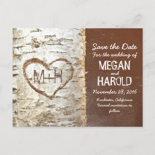 Birch Tree Rustic Save the Date briefkaarten (Voorkant)