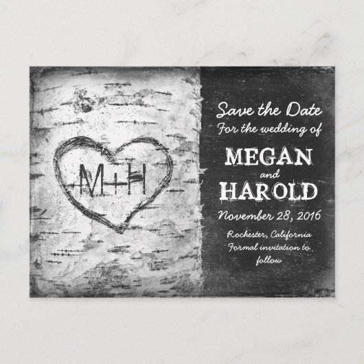 Birch Tree Rustic Save the Date briefkaarten (Voorkant)