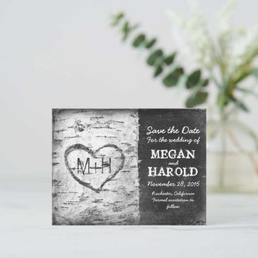 Birch Tree Rustic Save the Date briefkaarten (Staand voorkant)