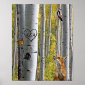Birch Tree Rustic, speciaal gepersonaliseerd met v Poster (Voorkant)