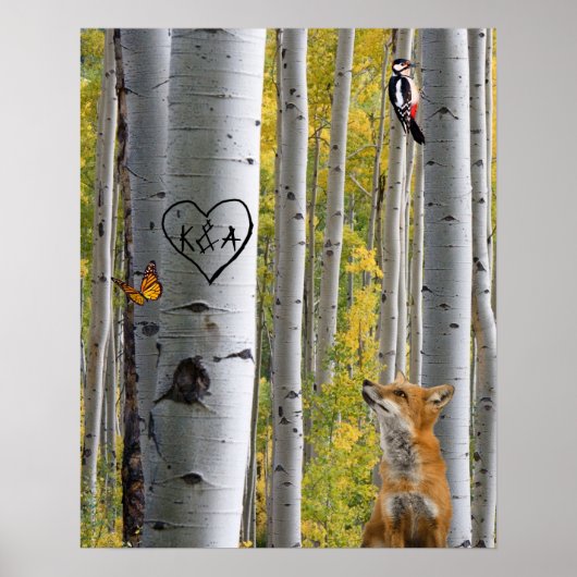 Birch Tree Rustic, speciaal gepersonaliseerd met v Poster (Voorkant)