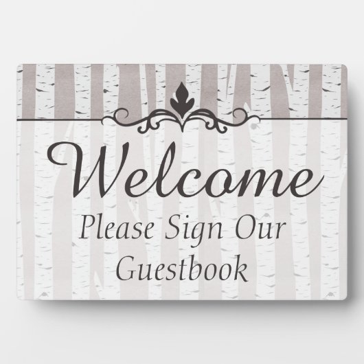 Birch Tree Rustic Wedding Welcome Guestbook Fotoplaat (voorkant)