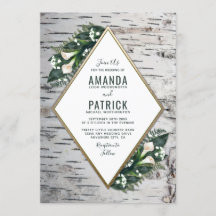 Birch Tree Rustic Woodland bruiloft uitnodigingen