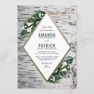 Birch Tree Rustic Woodland bruiloft uitnodigingen