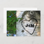 Birch Tree Save Date Bride Groom Heart Monogrammen Aankondigingskaart (Voorkant / Achterkant)