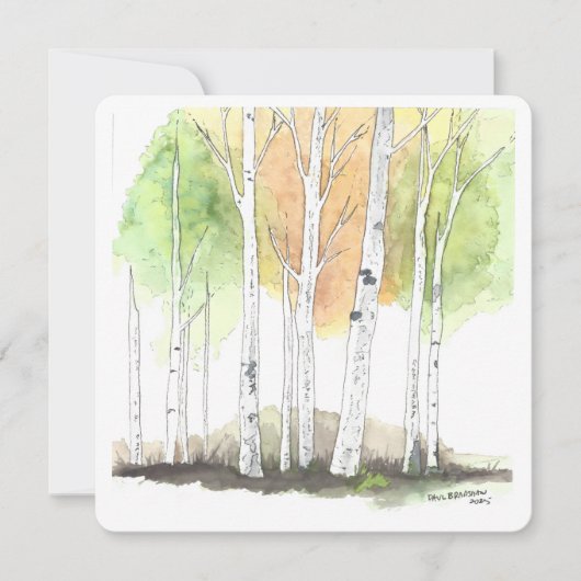 Birch tree stationary feestdagenkaart (Voorkant)