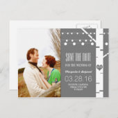 Birch Tree String Lights Foto Sla de datum op Aankondigingskaart (Voorkant / Achterkant)