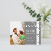 Birch Tree String Lights Foto Sla de datum op Aankondigingskaart (Staand voorkant)