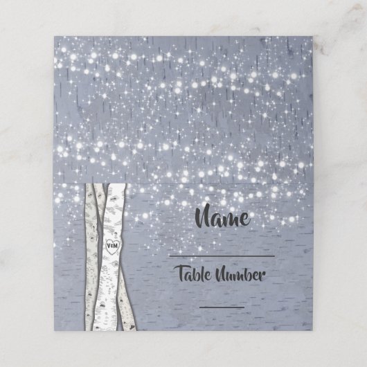 Birch Tree twinkle verlichting avond tafel kaarten Plaatskaartje (Buitenkant ongevouwen)