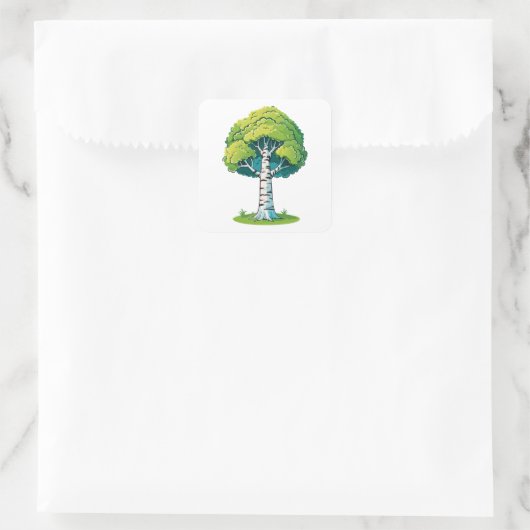 Birch tree vierkante sticker (Tas)
