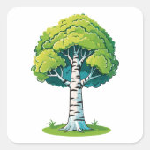 Birch tree vierkante sticker (Voorkant)