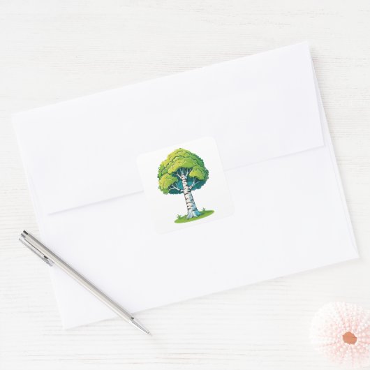 Birch tree vierkante sticker (Envelop)